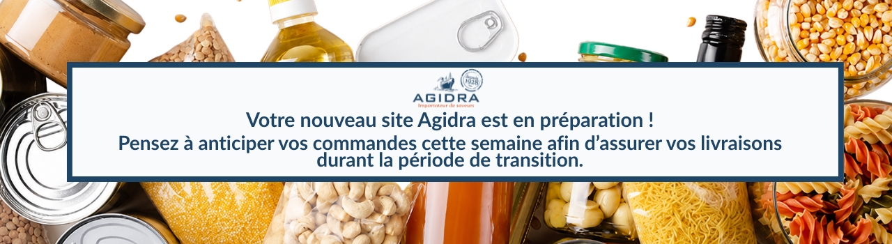 Slider annonce changement site Agidra Agidra grossiste alimentaire